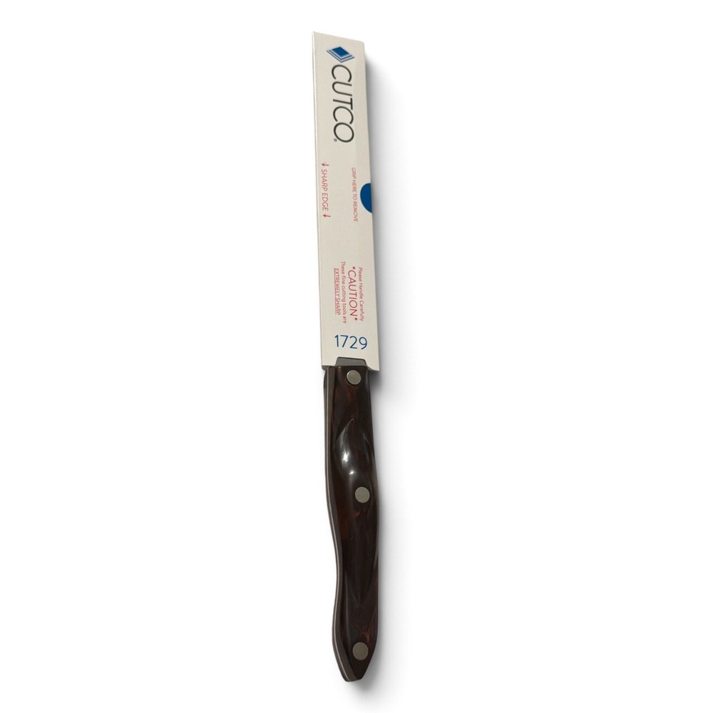 Cutco Petite Carver Knife 1729 Brown Swirl Classic Handle Serrated 6-3/4 Inch